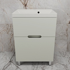 Style Line Тумба с кварцевой раковиной жасмин Матис 60 олива – фотография-2